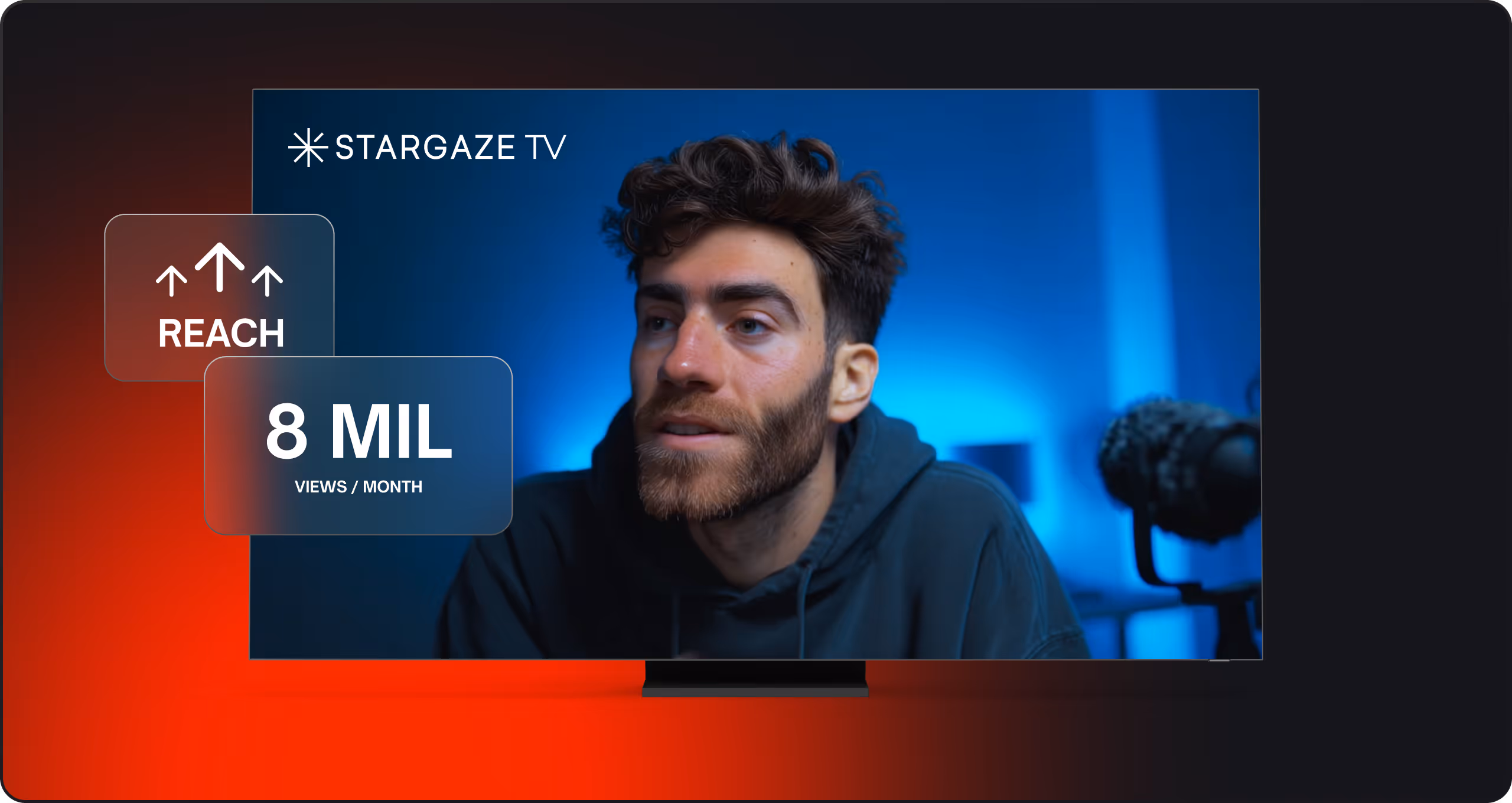 Stargaze Studio platform interface showing TV reach and subscription stats